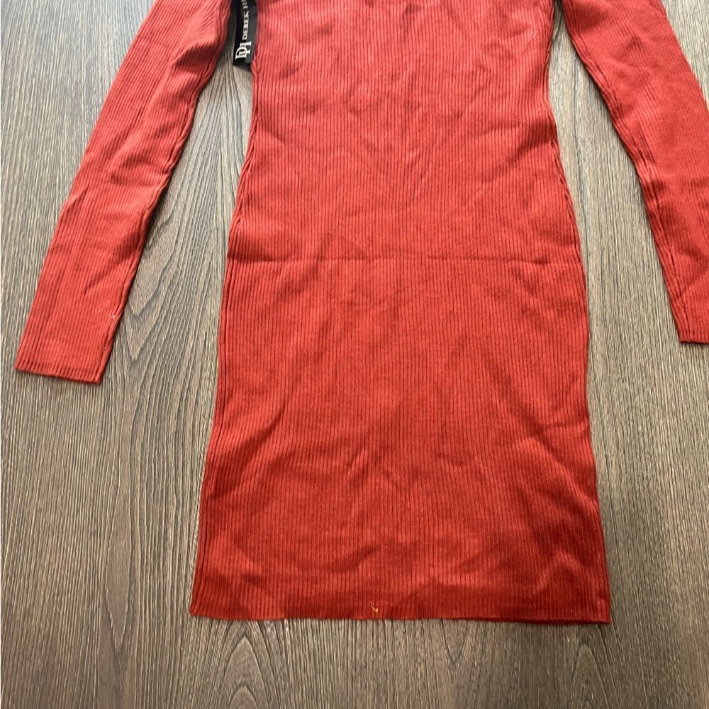 NWT Derek Heart Rust Red Long Sleeve Bodycon Dress Size L - Picture 9 of 9